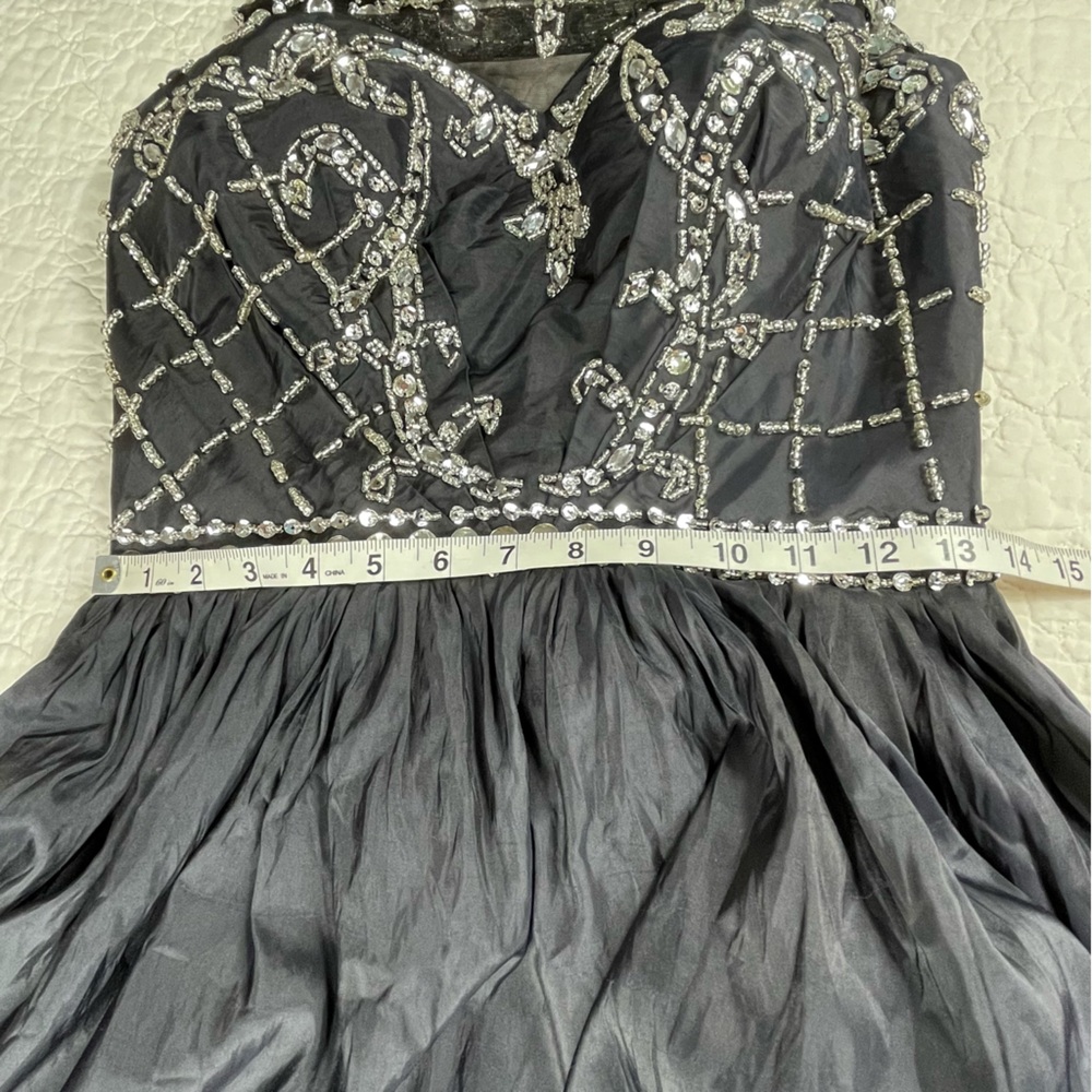 🔥Diamond Crystal Bead Accent Sleeveless A-line Full Maxi Party Formal Gown - Picture 10 of 17